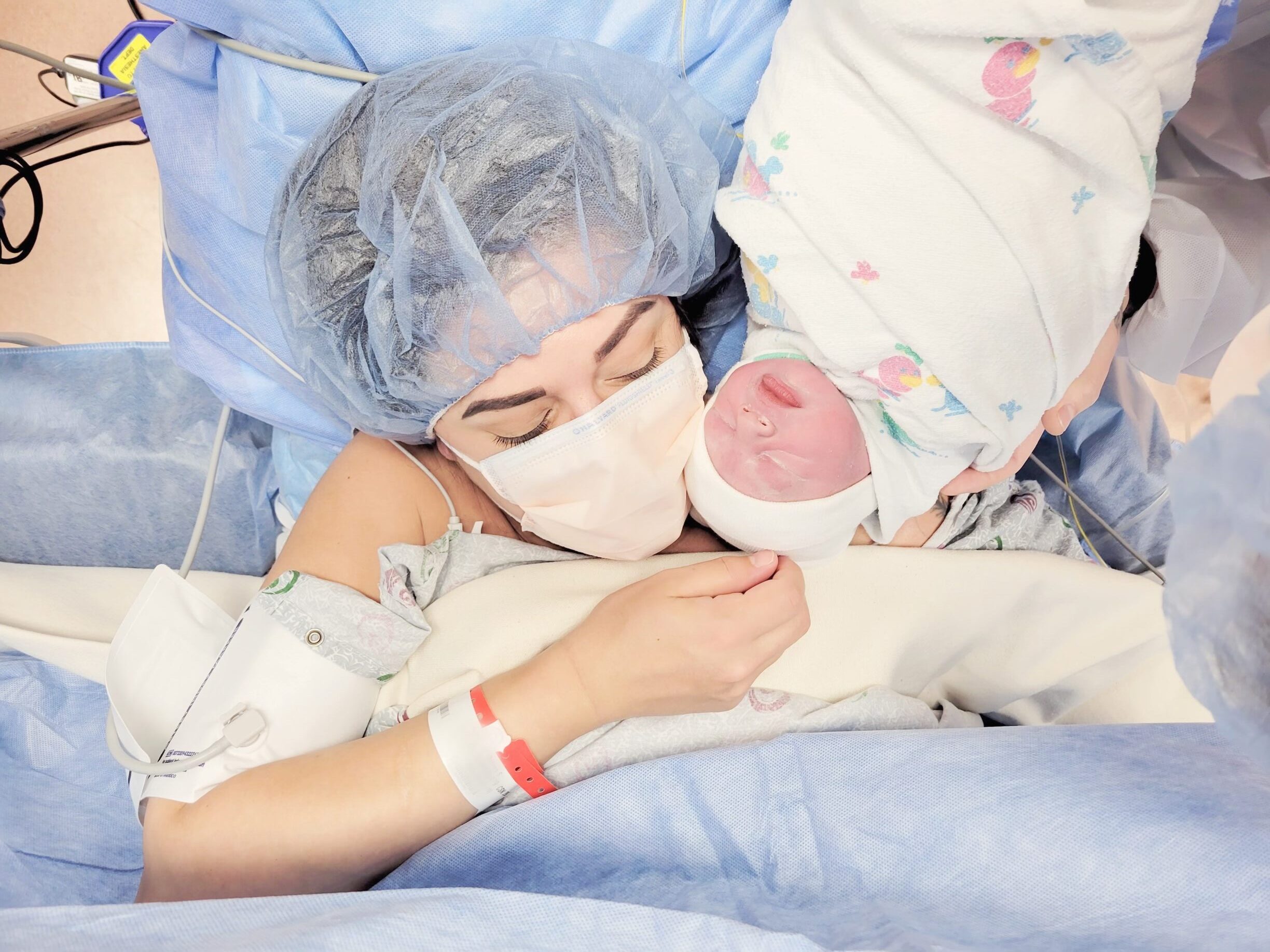 mother and baby first time seeing each other after c section