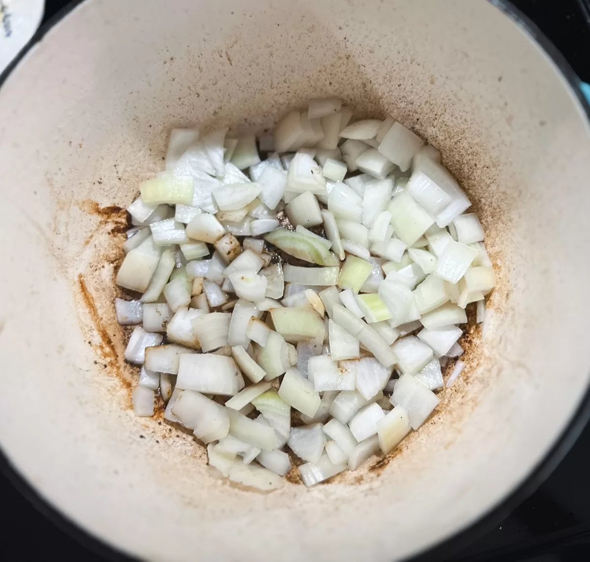 onions searing in olive oil