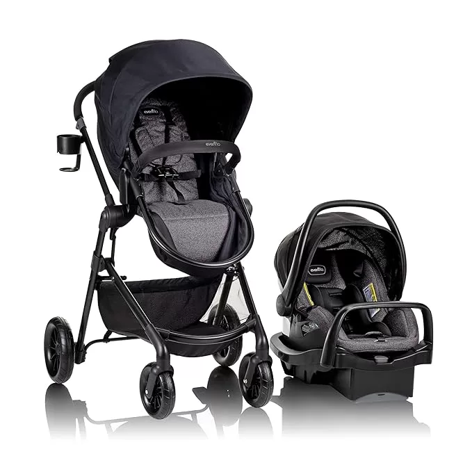 black evenflo stroller with carseat