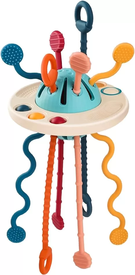 silicone pull string toy with many colors