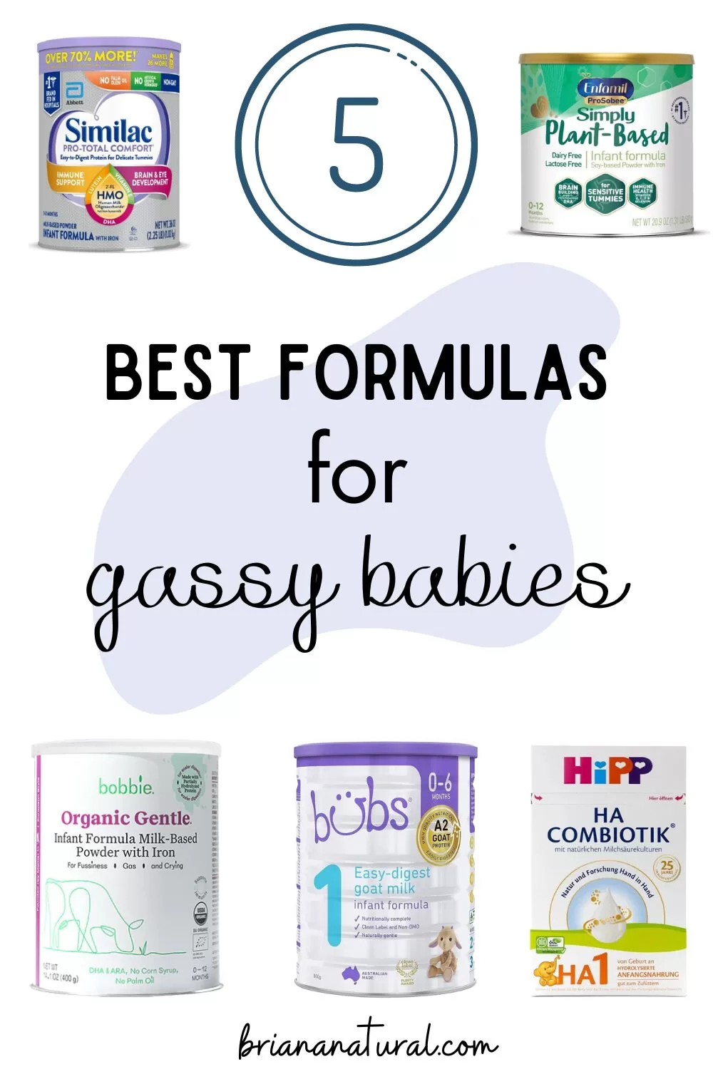 cover photo with 5 different baby formulas