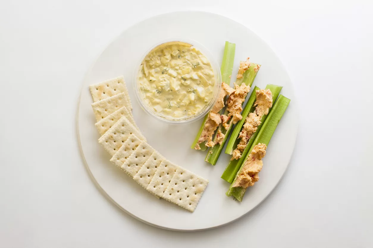 Egg Salad, Celery, Pimento Cheese and Saltines Lunch