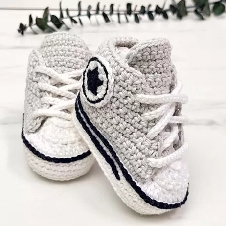 converse knitted gray baby booties