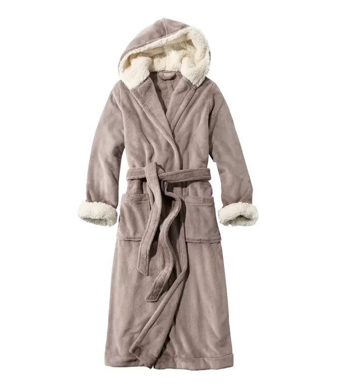 brown gray fleece robe