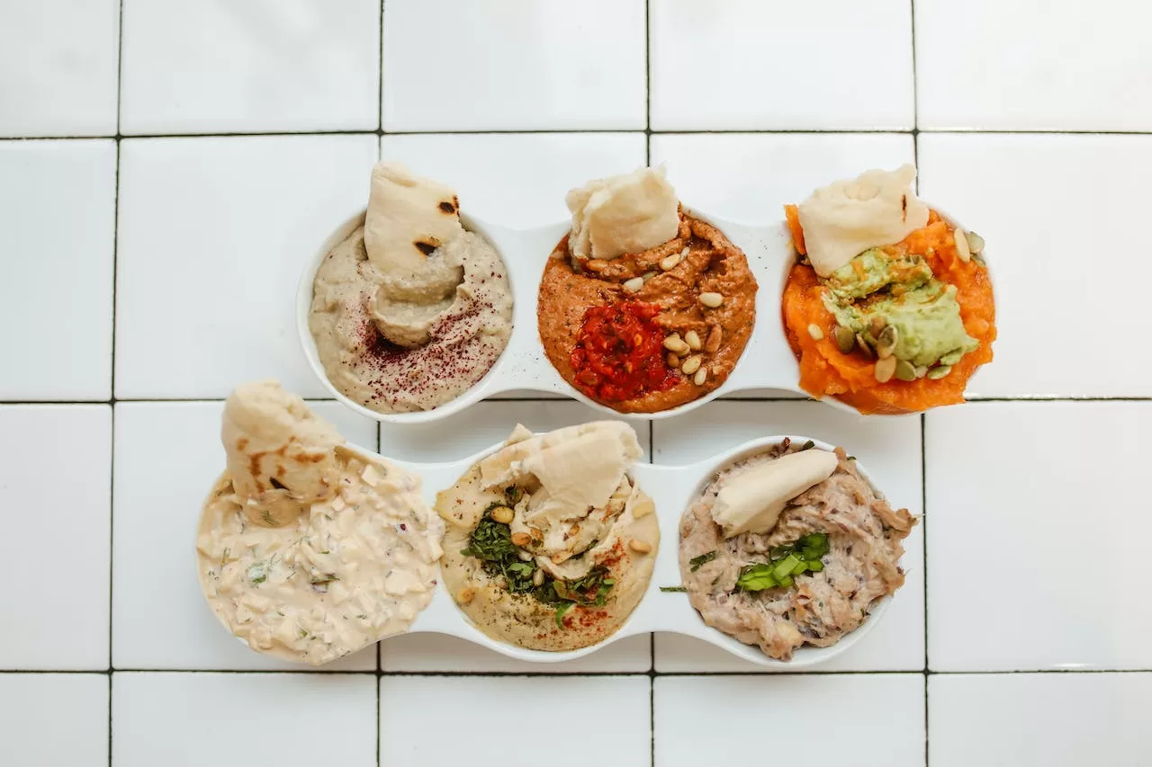 different flavors of hummus