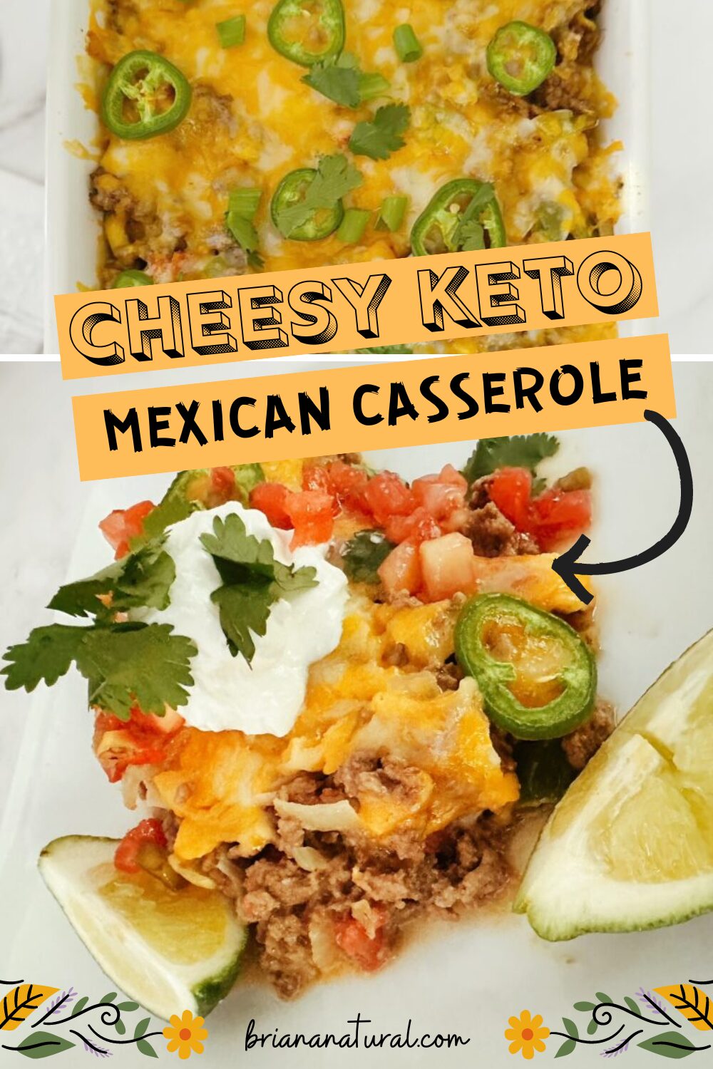 Cover photo for blog post on how to make a keto cheesy mexican casserole