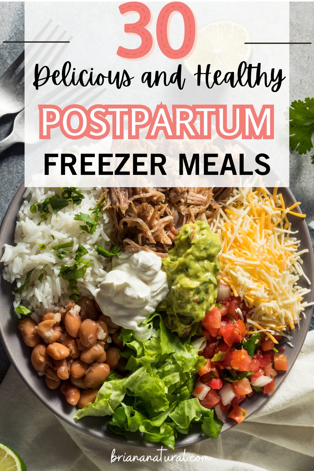 cover photo for 30 delicious and healthy postpartum meals that can be stored in the freezer