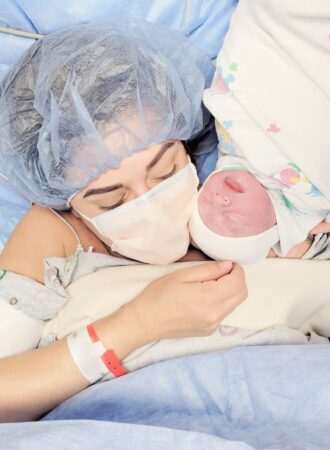 mother and baby first time seeing each other after c section